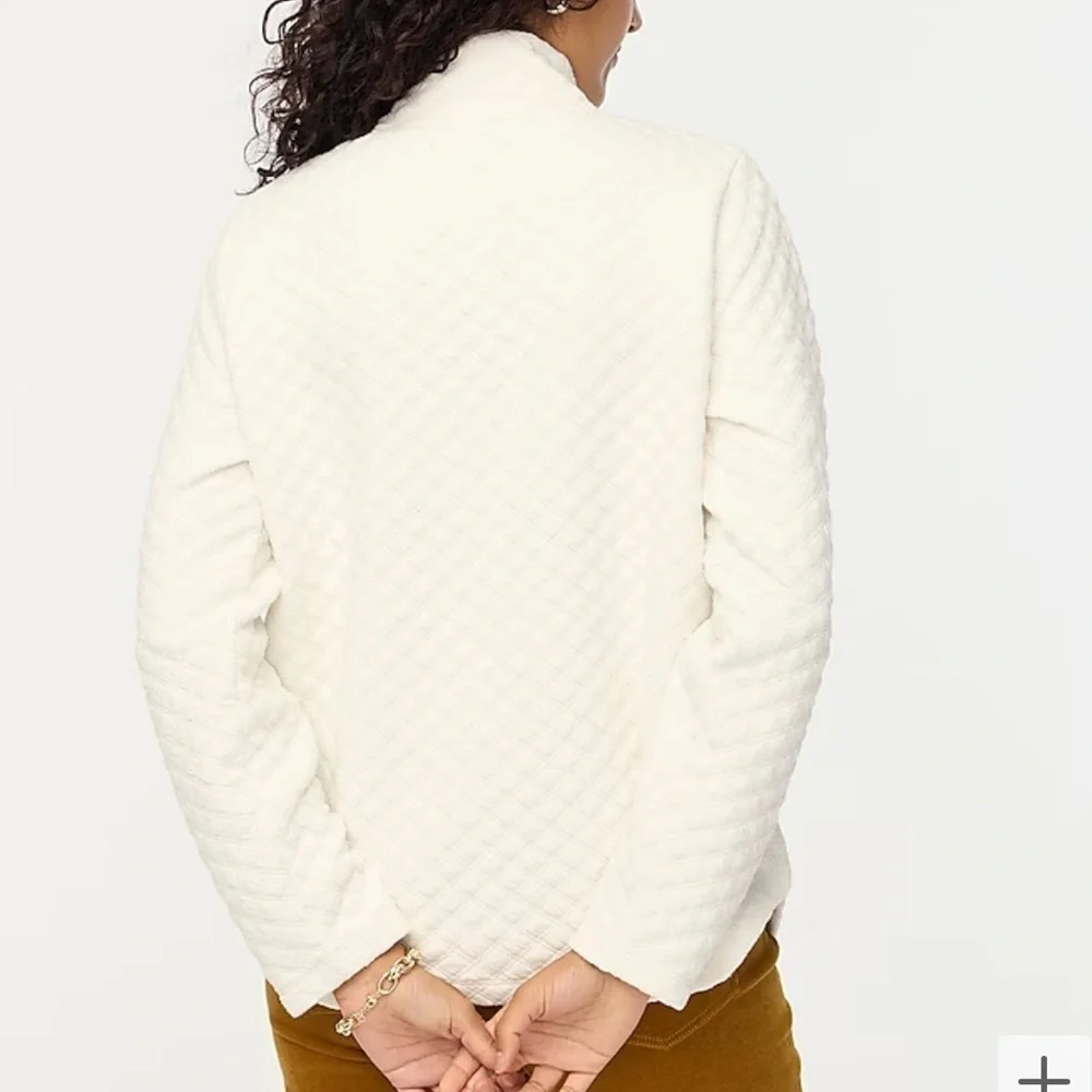 J crew quilted mockneck pullover ivory